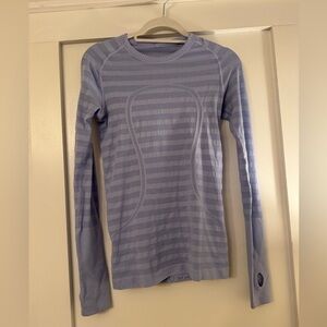 lululemon athletica Swiftly Tech Lavender Striped Long Sleeve Top Size 6